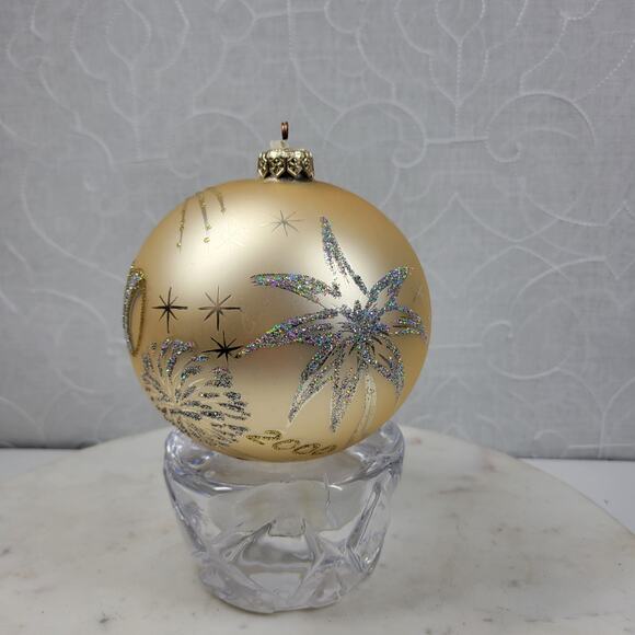 Vtg Radko 2000 Millennium Ball Ornament 4" Gold Glitter Christmas Holiday Decor - Picture 4 of 13